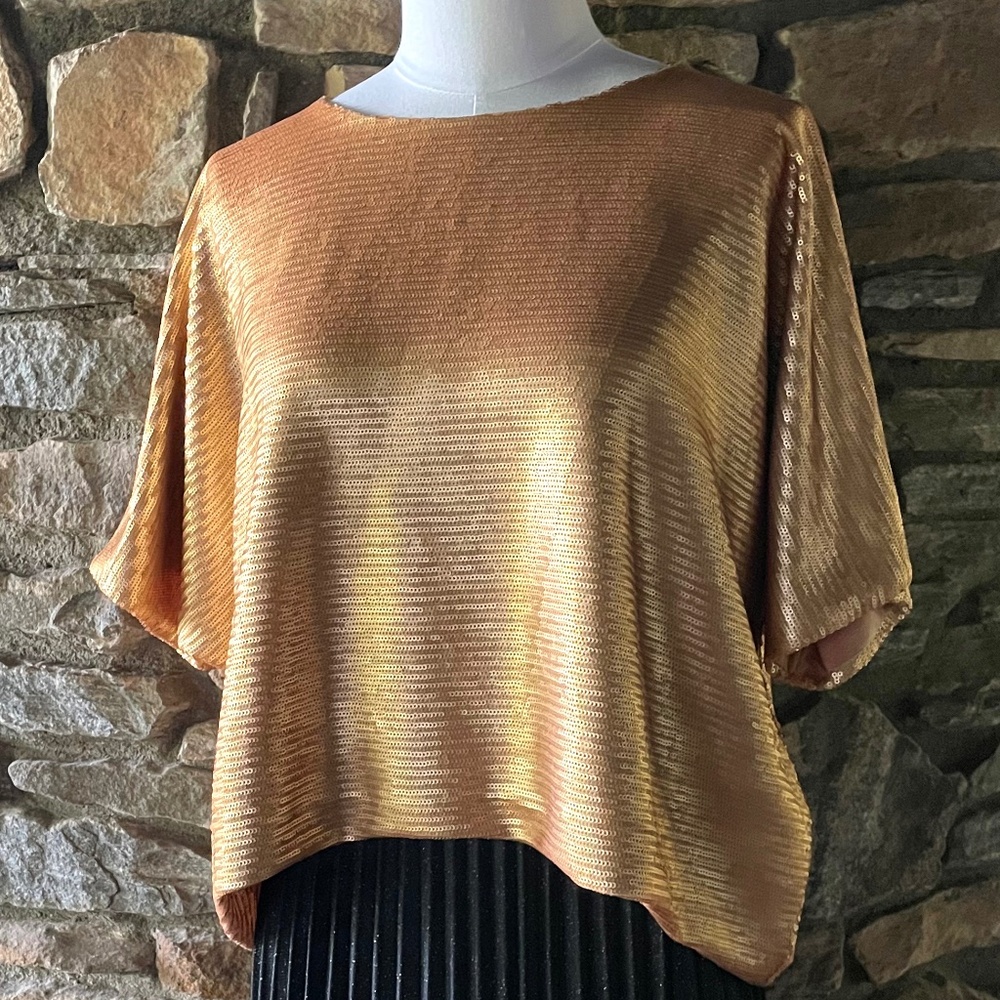 Cesar Galindo Matte Gold Sequined Top